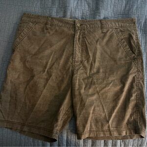 prAna Dark Brown Hemp Blend Stretch Shorts Size 40.